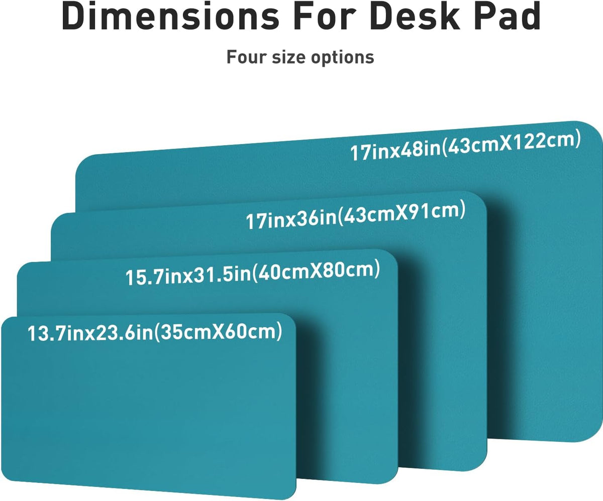 Aothia Leather Desk Pad Protector, Office Desk Mat, Large Mouse Pad, Non-Slip PU Leather Desk Blotter, Laptop Desk Pad, Waterproof Desk Writing Pad for Office and Home (48"x17", Turquoise)