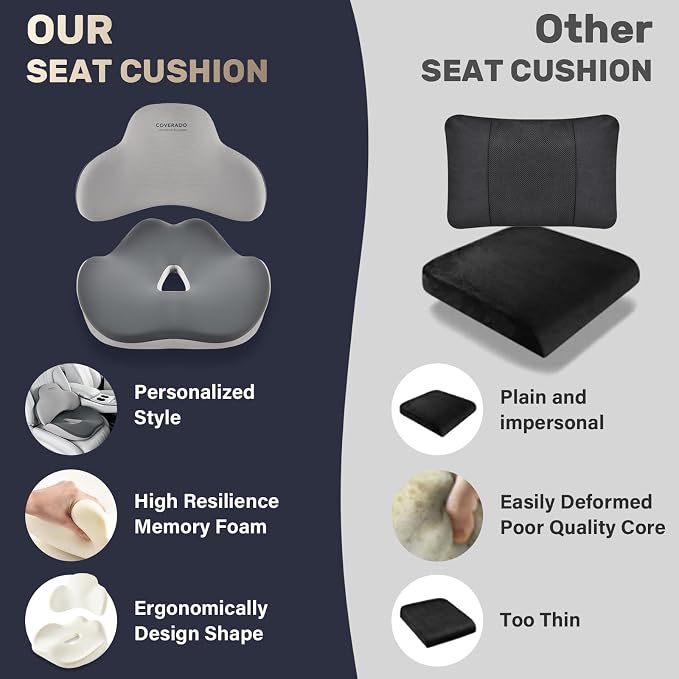 Coverado Seat Cushion and Lumbar Support Pillow