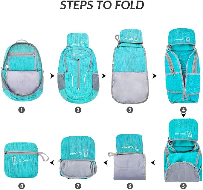 ZOMAKE 25L Ultra Lightweight Packable Backpack, Foldable Hiking Backpacks Water