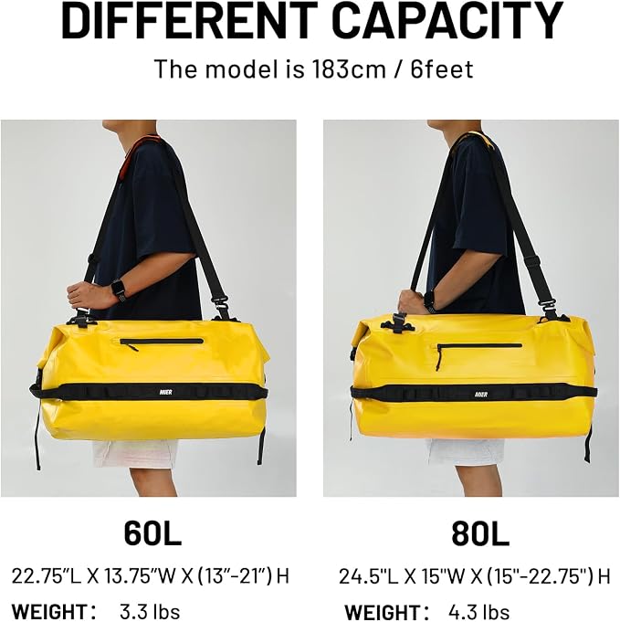 MIER Large Waterproof Duffel Bag Rolltop Dry Backpack Duffle Bags