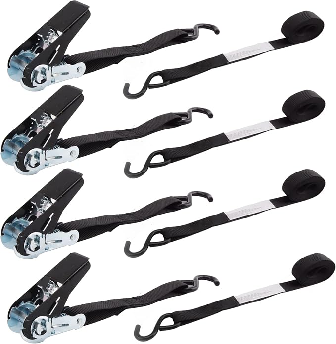 XSTRAP STANDARD Ratchet Tie Down Straps 4 Pk 10 Ft- 300 Lbs Load Cap- 900 Lbs