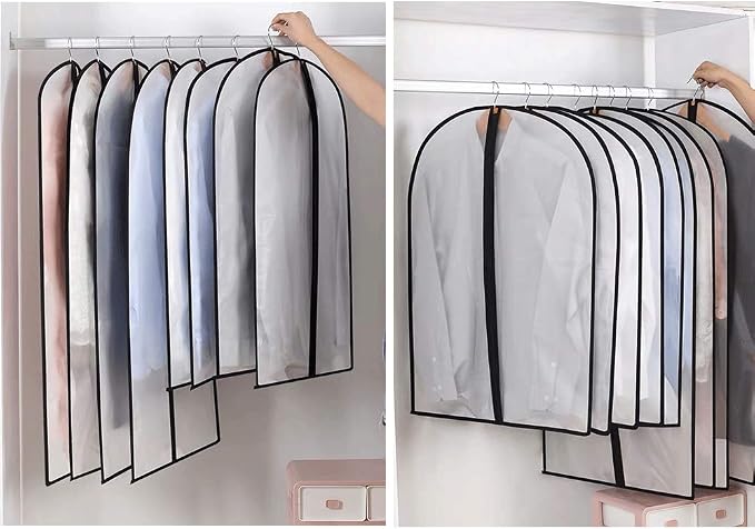Garment Bags for Hanging Clothes 12 PCS Transparent Waterproof Dustproof