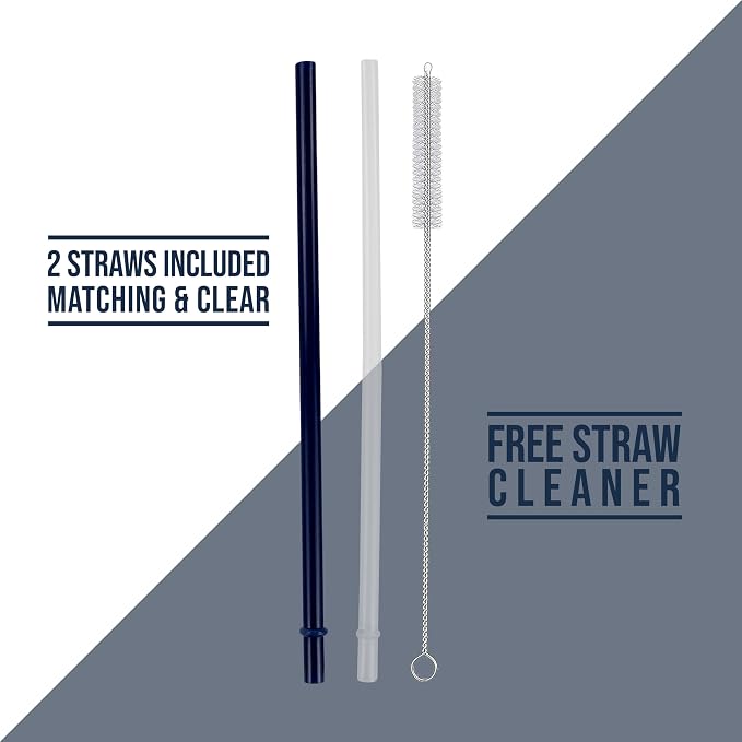 Hogg Big Swig 40 oz Tumbler with Handle and Straw - Navy Blue, 40oz Insulated Stainless Steel, Water Tumbler with Straw, Water Cup with Handle, Versatile Leak Proof Lid