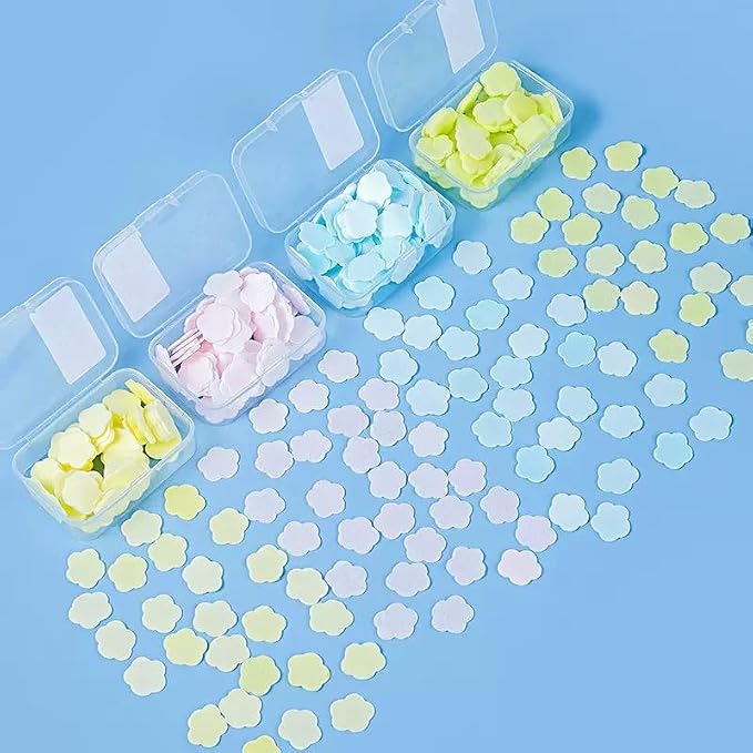 3 Boxes 300Pcs Portable Hand Washing Soap Sheets, Different Scented Mini Petal