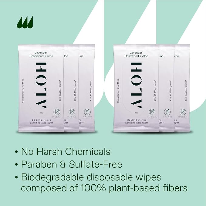 ALŌH Lavender Rosewood + Aloe Sanitizing Hand Wipes