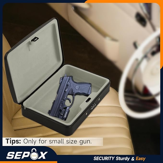 SEPOX® Water/Fire-Resistant Portable Security Case Lock Box Steel, Personal