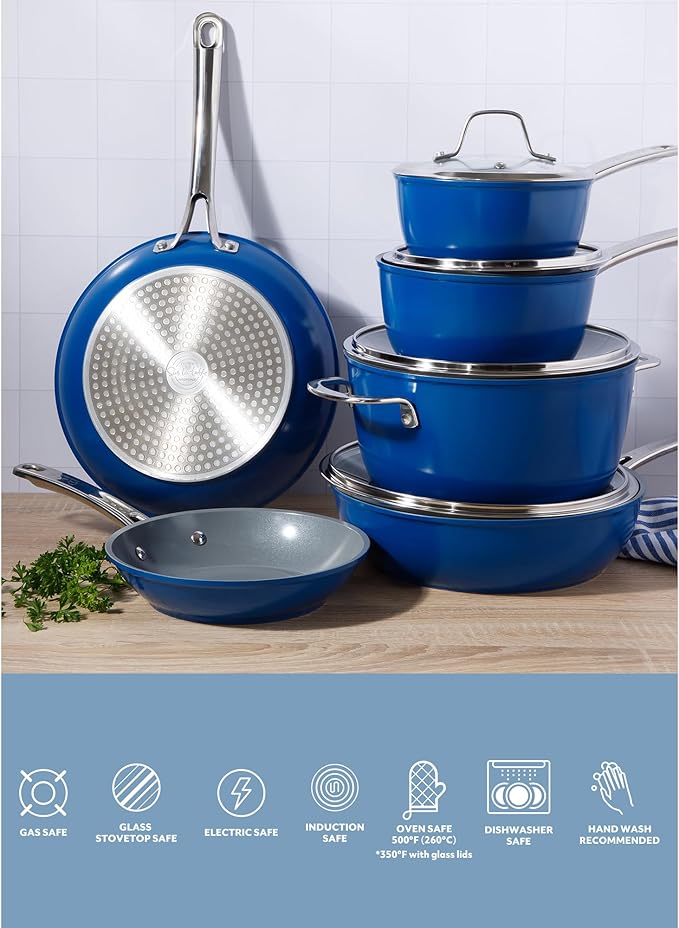 Sur La Table Kitchen Essentials Cool Commune Hard Anodized 10 Piece PFA Free