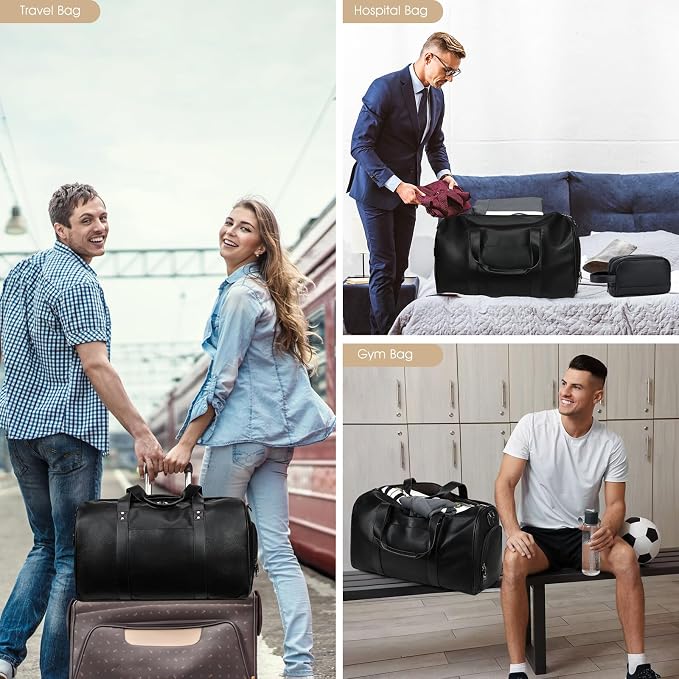 Wogarl 3PCS Leather Weekender Bag