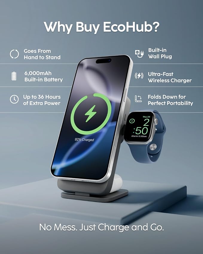 myCharge EcoHub 3 in 1 Apple Charging Station & Magsafe Battery Pack | Wireless