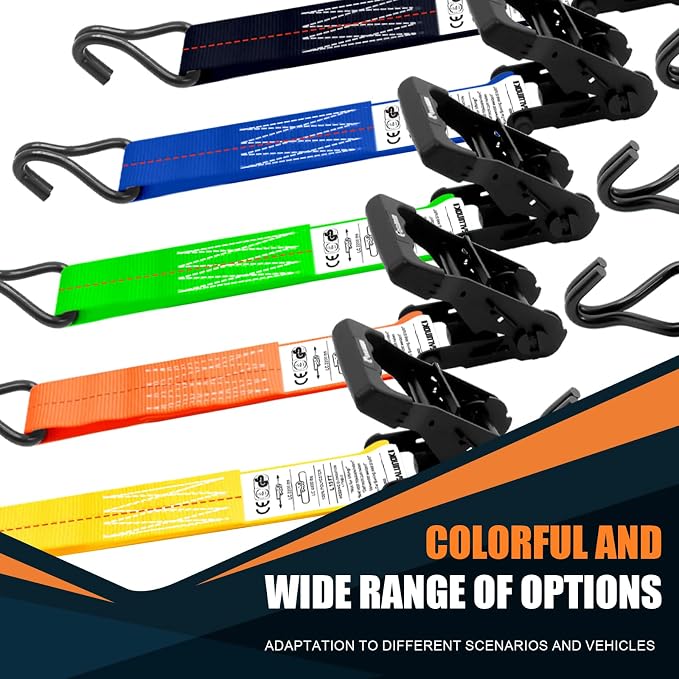 6 Pack 2 inch Ratchet Straps Heavy Duty J Hook 2 in x 15ft