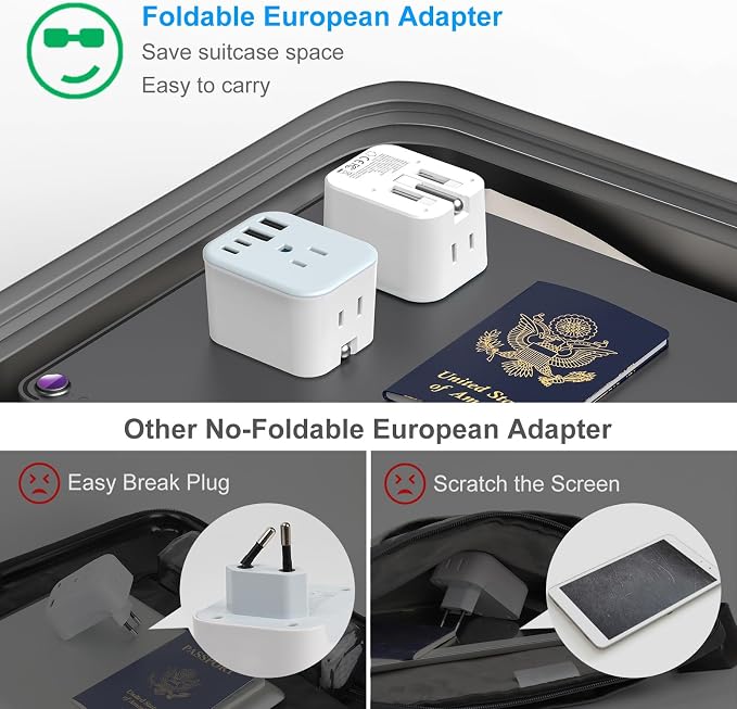 US to India Travel Plug Adapter, Foldable India Power Adapter