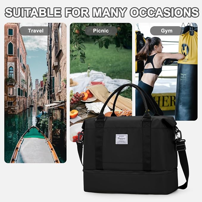Travel Duffel Bag, Sports Tote Gym Bag, Shoulder Weekender Overnight Bag