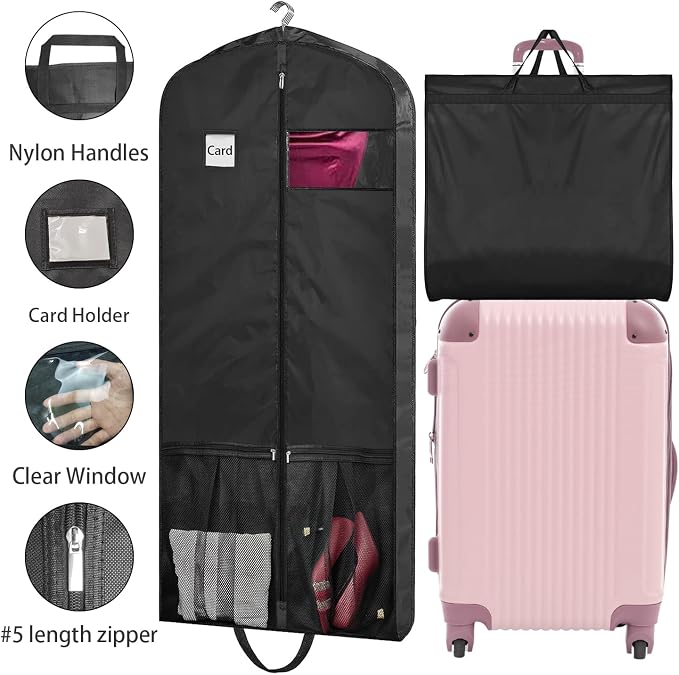 54" Garment Bags for Travel, 2 Pack Dress Bag for Hanging Clothes Storage