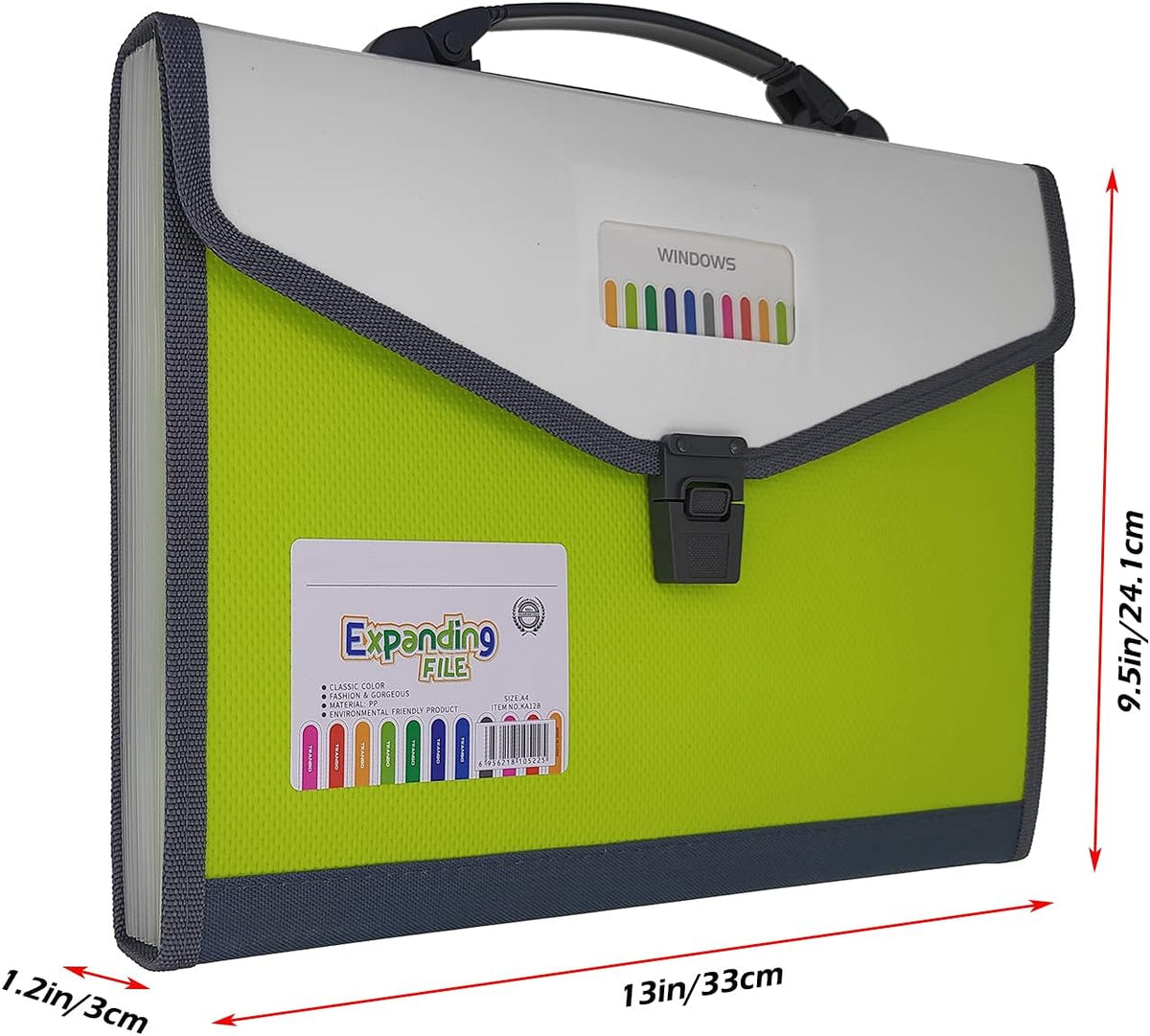 Expanding Accordion File Folder with Labels, 13 Pocket Document Organizer, Letter A4 Size, 1 Pack