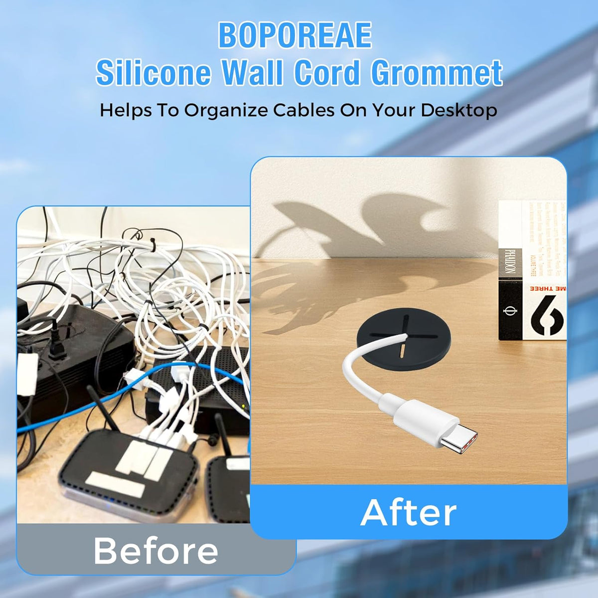 Desk Grommet, 3/4 in 20 mm Silicone Rubber Grommets, White Desk Hole Cover for Cables, Flexible Wall Cord Pass Through Grommet for Office Table Computer Home Furniture Wire Organizer-8 Pcs