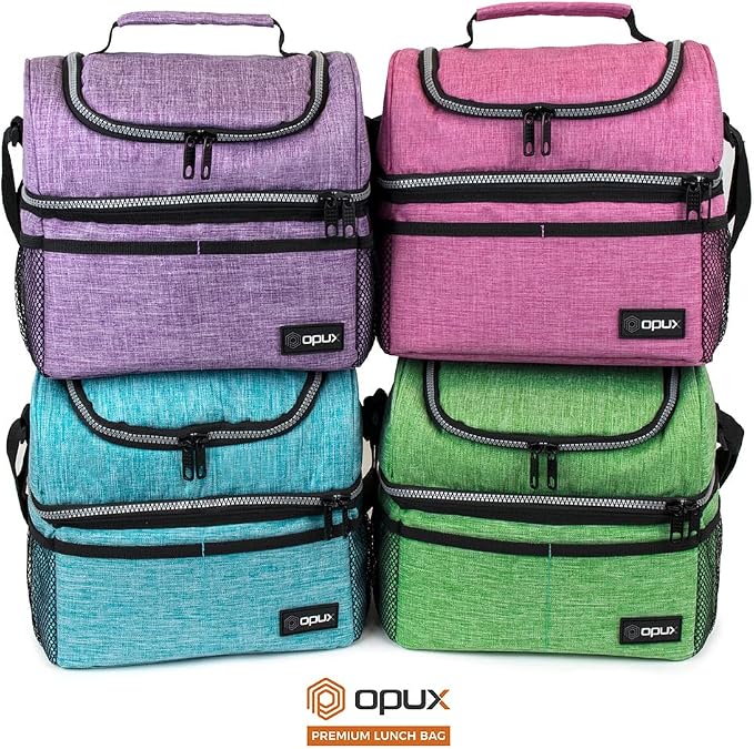 OPUX Lunch Box For Women, Insulated Large Lunch Bag Adult Work, Double Decker