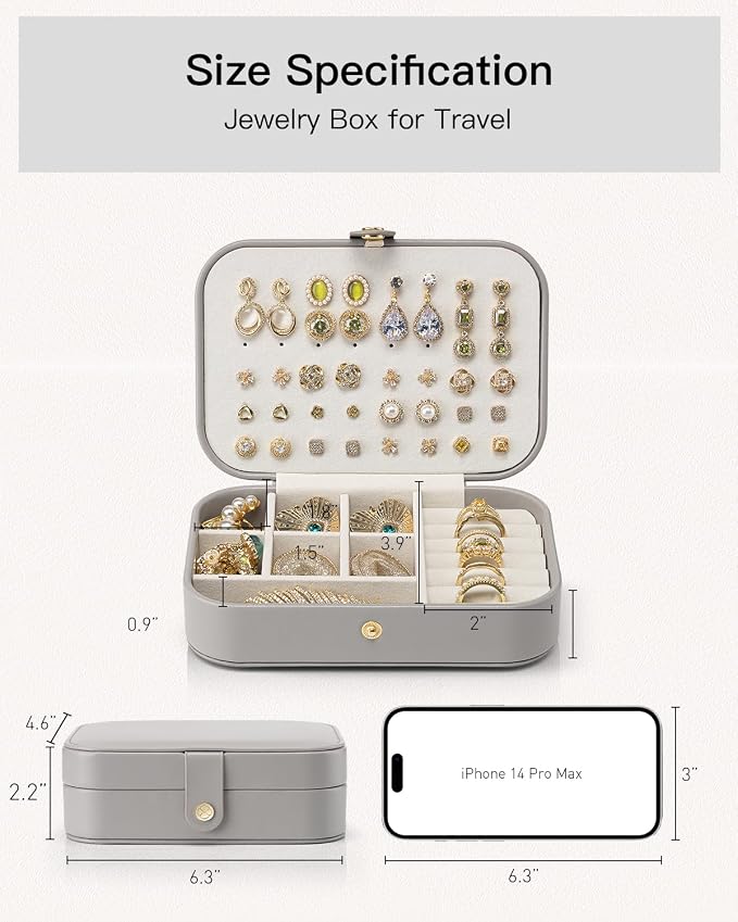 Vlando Travel Jewelry Case, PU Leather Travel Jewelry Box