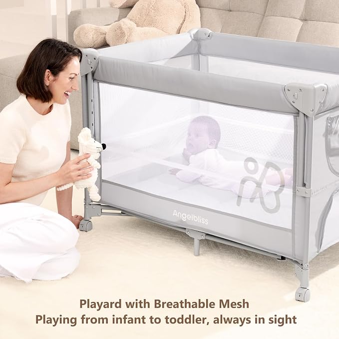 ANGELBLISS Baby Bassinet Bedside Crib, Pack and Play