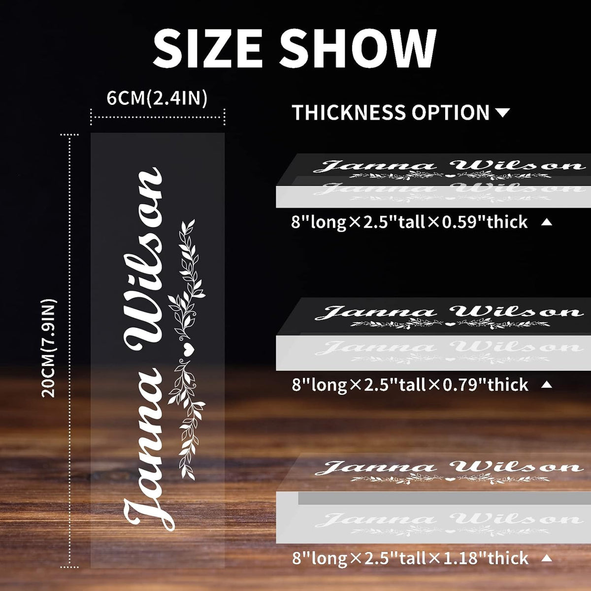 Premium Clear Engraved Acrylic Name Plate for Desk - Personalized Office Decor for Women or Men, Coworkers, Boss, Employee, Teacher (Engraved 2)