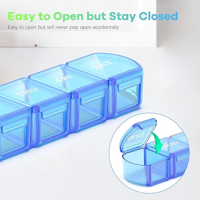 Extra Large Pill Organizer 3 Pack, XL Pill Box 7 Day, Weekly Pill Case