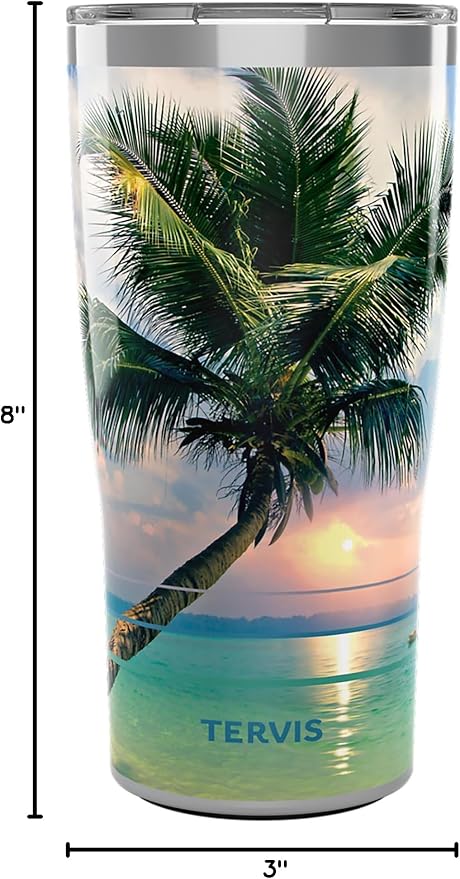 Tervis Traveler Sunset in Paradise Triple Walled Insulated Tumbler Travel Cup Keeps Drinks Cold & Hot, 30oz, Stainless Steel