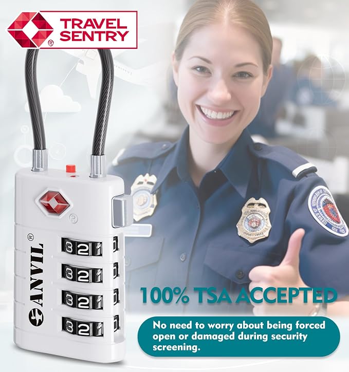 ANVIL 4 Digit Luggage Locks, TSA Locks
