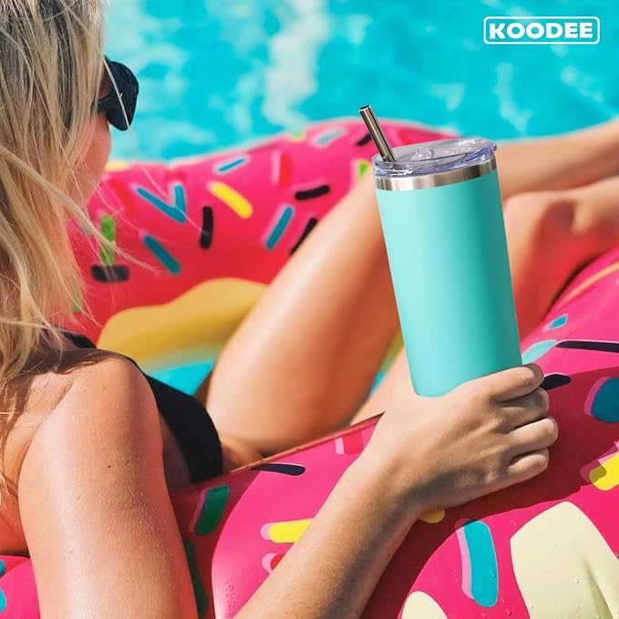 koodee 20 oz Stainless Steel Skinny Tumbler Double Wall Insulated Water Tumbler