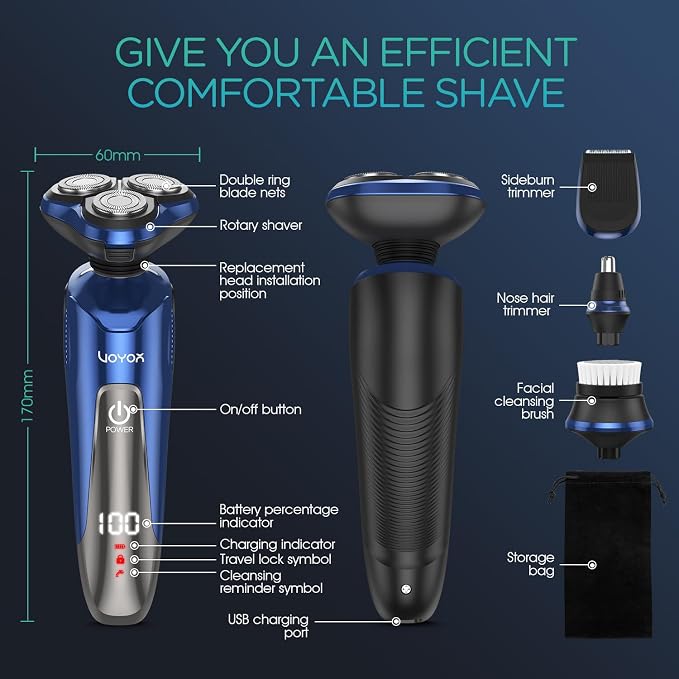 VOYOR Electric Razor for Men Cordless Shavers for Shaving