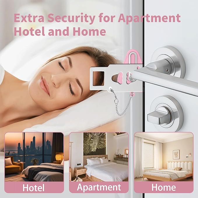 Portable Door Lock & Door Stop Alarm Set, Dual Protection Home Security Door Kit