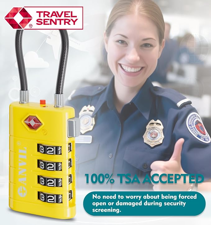 ANVIL 4 Digit Luggage Locks, TSA Locks