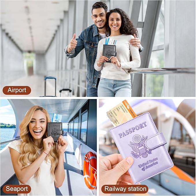 Herain Passport Holder for Travel Cruise Essentials, RFID Passports Book Card