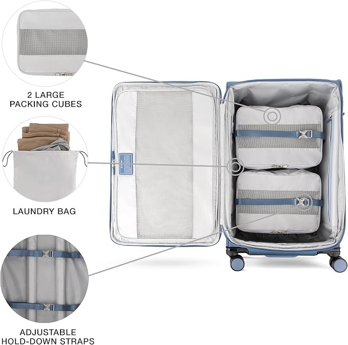 Travelpro VersaPack+ Lightweight Softside Expandable Checked Luggage, 8 Spinner