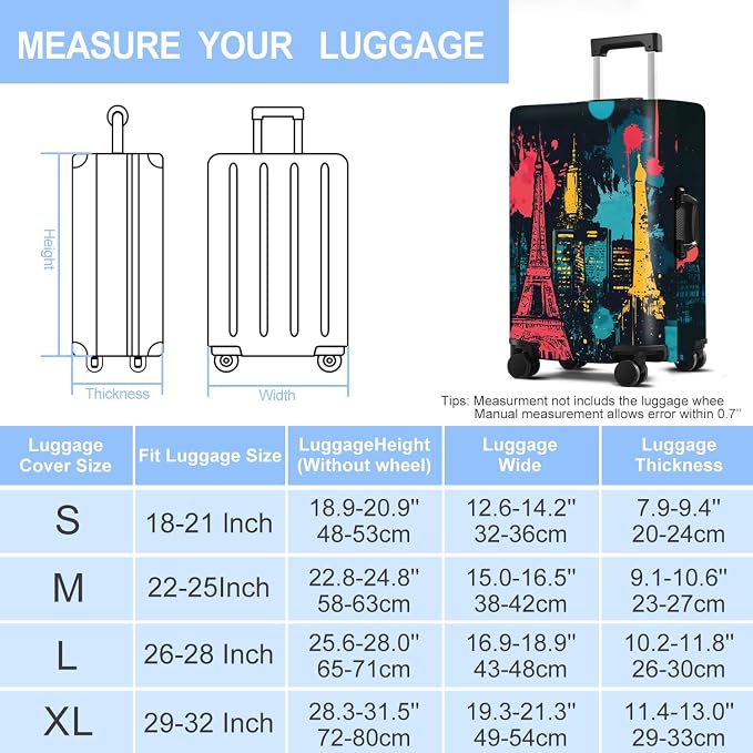Luggage Cover Washable Suitcase Protector Anti-scratch Suitcase cover Fits