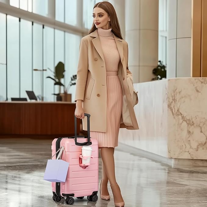 KYME Pink Hardside Expandable Carry On Luggage 22x14x9 Airline Approved 20 Inch