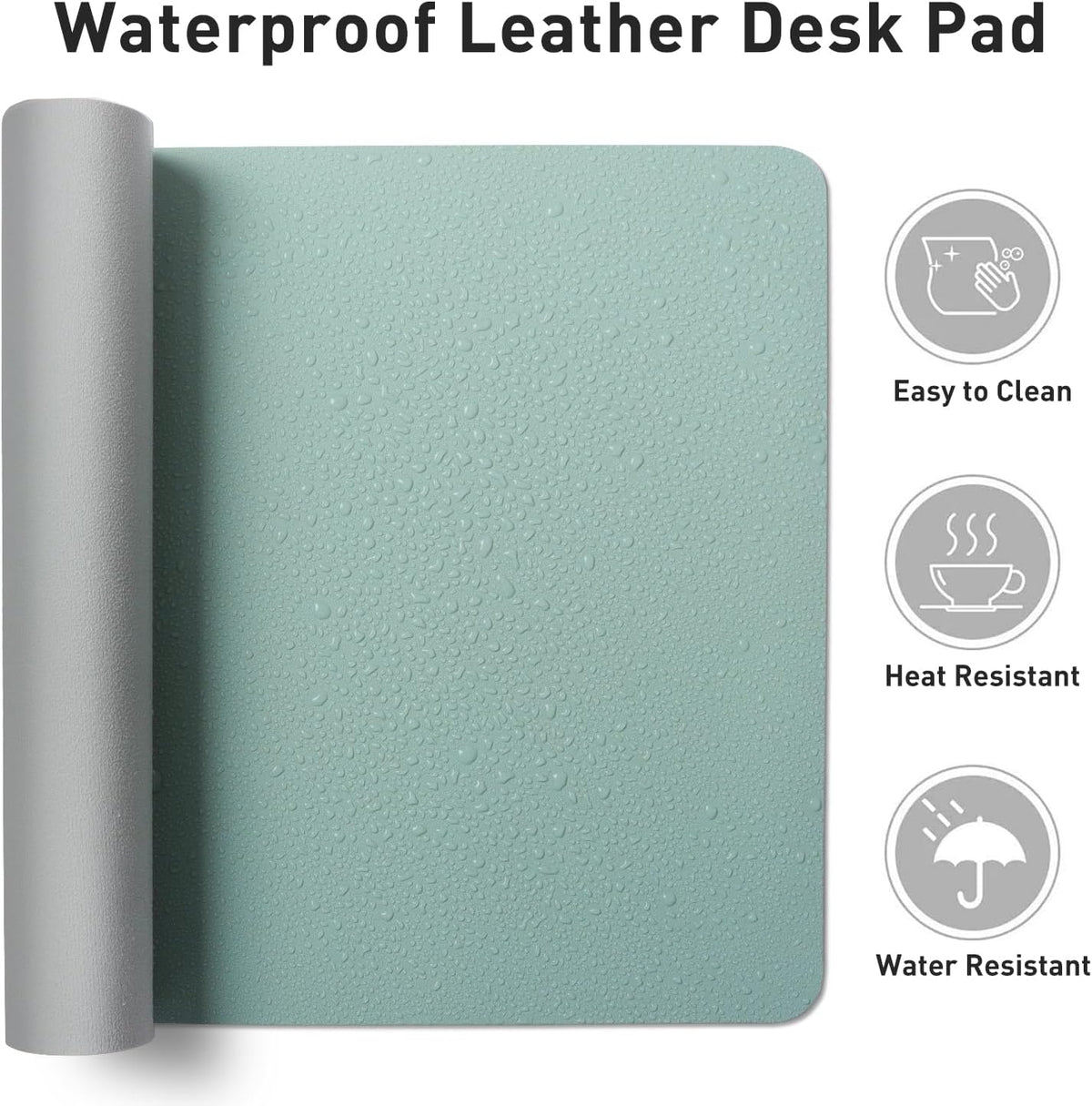 Aothia Leather Desk Pad Protector, Mouse Pad, Office Desk Mat, Non-Slip PU Leather Desk Blotter, Laptop Desk Pad, Waterproof Desk Writing Pad for Office and Home (23.6" x 13.7", Light Blue)