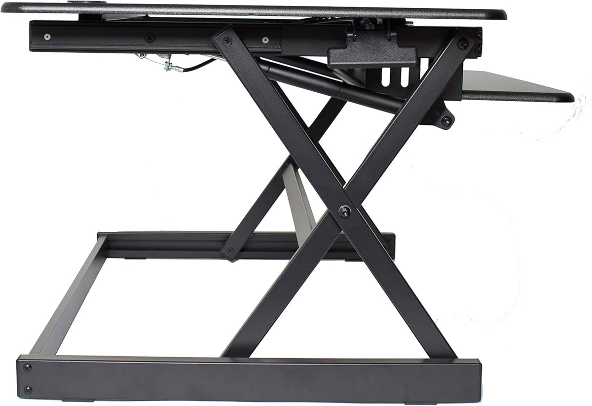 Rocelco 40" Large Height Adjustable Standing Desk Converter - Quick Sit Stand Up Dual Monitor Riser - Gas Spring Assist Computer Workstation - Retractable Keyboard Tray - Black (R DADRB-40)