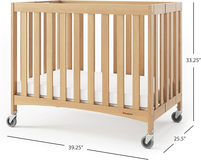 Foundations Compact Travel Sleeper Folding Hotel Crib and Sheet Bundle