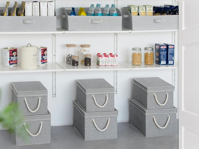 StorageWorks Storage Bins with Lids, Decorative Storage Boxes with Lid and Soft