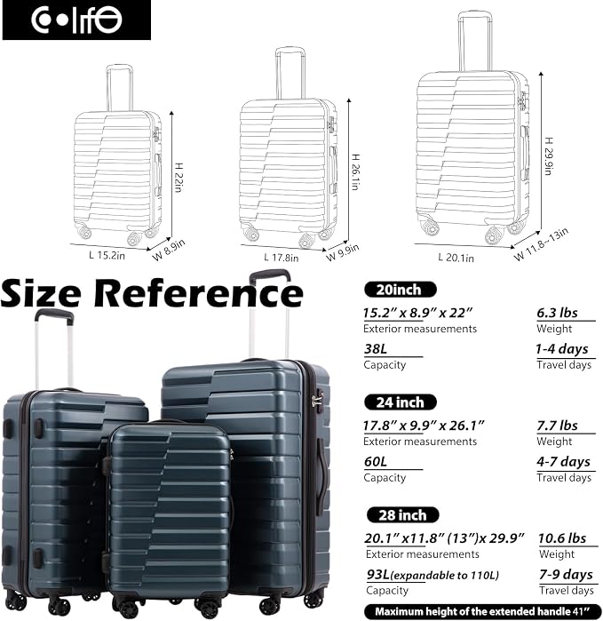 Coolife Larage Luaggage Hardside Expandable Suitcase