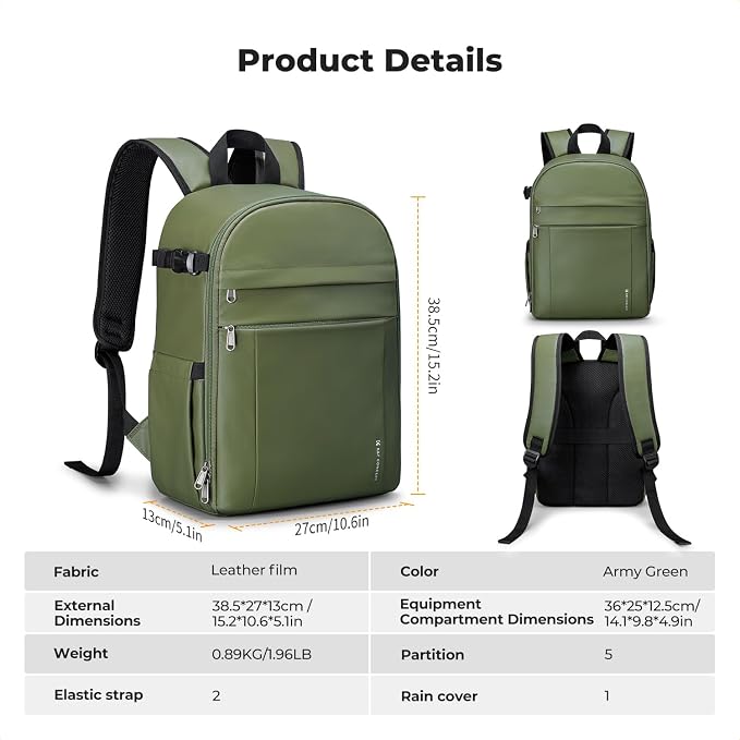 K&F CONCEPT Camera Backpack Bag, Professional DSLR/SLR/Mirrorless Camera Bag