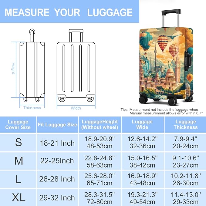 Luggage Cover Washable Suitcase Protector Anti-scratch Suitcase cover Fits