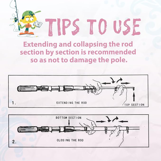 Kids Fishing Pole, Portable Telescopic Kids Fishing Poles