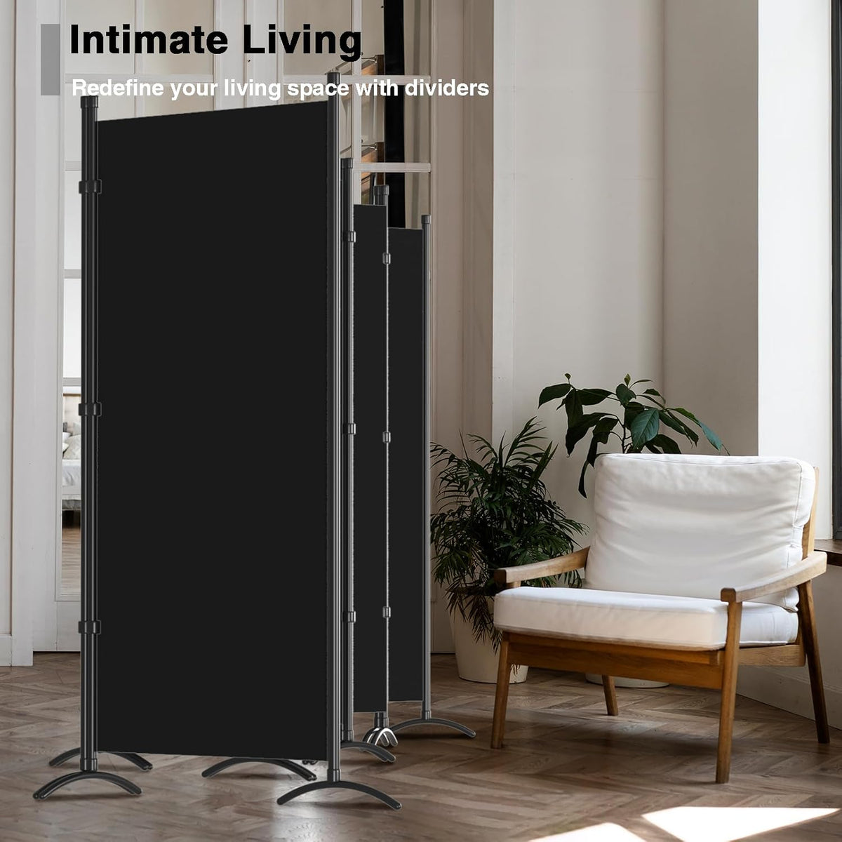 8 Panel Room Divider, Folding Privacy Panel Screens for Office Home Dorm Separation, Freestanding Patition Screen Fabric Panel Wall, Black