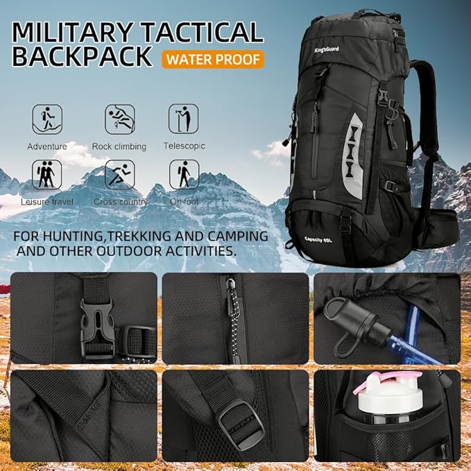 King'sGuard 60L Hiking Backpack Lightweight Camping Backpack