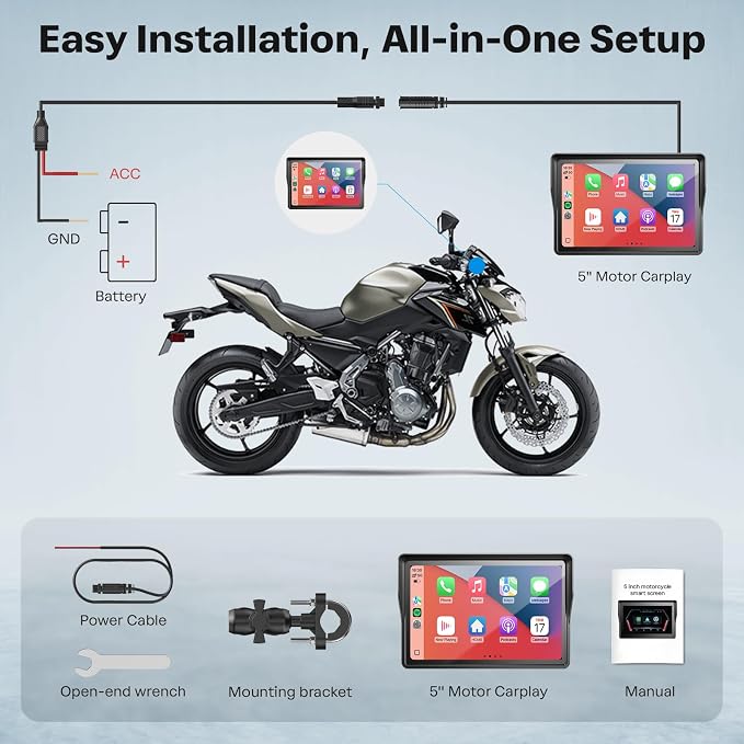 WonVon 5 Inch Motorcycle Carplay GPS Navigation System
