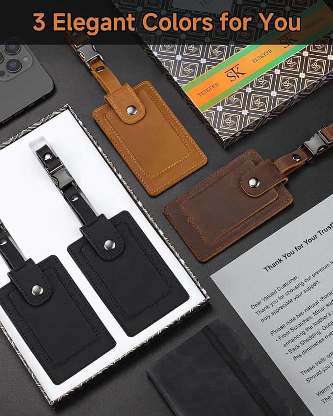 Premium Genuine Leather Luggage Tags