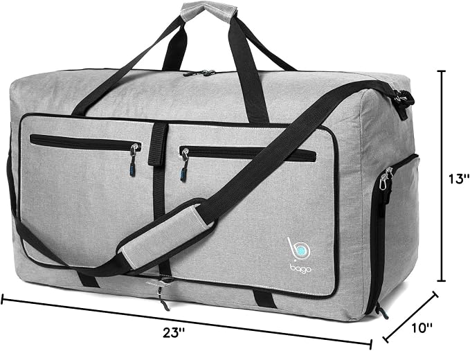 Bago Foldable Duffel Bags for Traveling Women & Men - 60L Medium Packable