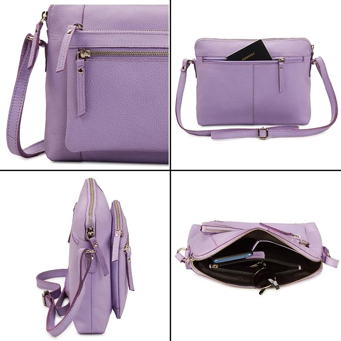 Wise Owl Accessories Small Soft Pebbled Real Leather Crossbody Handbags Purses