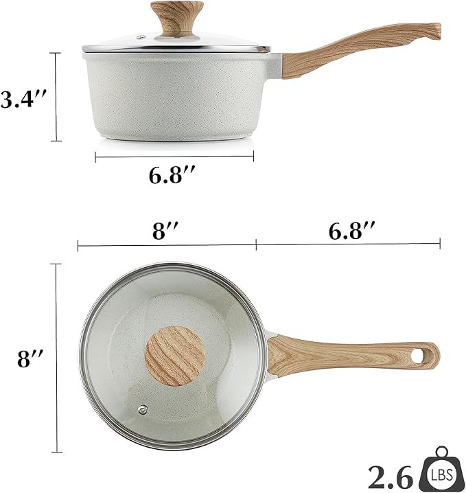 SENSARTE White Ceramic Nonstick Saucepan