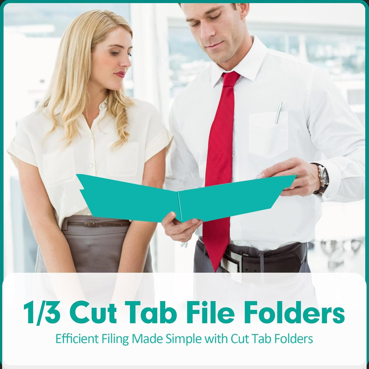 File Folder, PANDRI 120 Pack File Folder, 1/3 Cut Tab, Letter Size, Filing Folder for Office School Business, Aqua